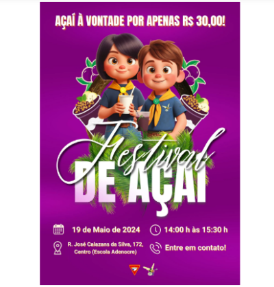 Imagem da notícia Desbravadores de Costa Rica vendem açaí por R$ 30 para ajudar em viagem de crianças e adolescentes em evento de Goiás